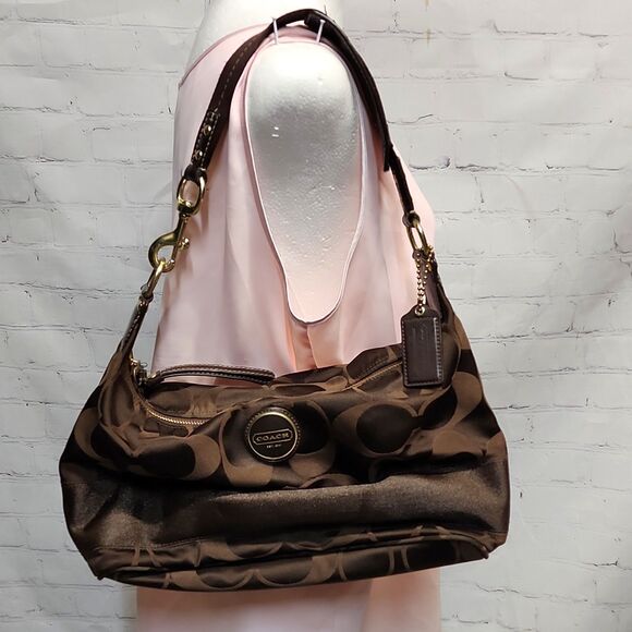 Coach Signature C's Stripe Sateen hobo shoulder bag - Picture 1 of 8